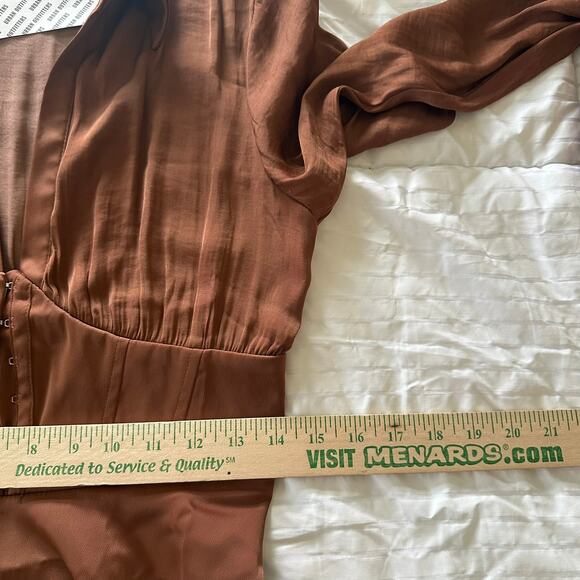 Urban Outfitters Womens Phoebe Corset Dress Size M Satin Metallic Party Copper - Picture 9 of 11